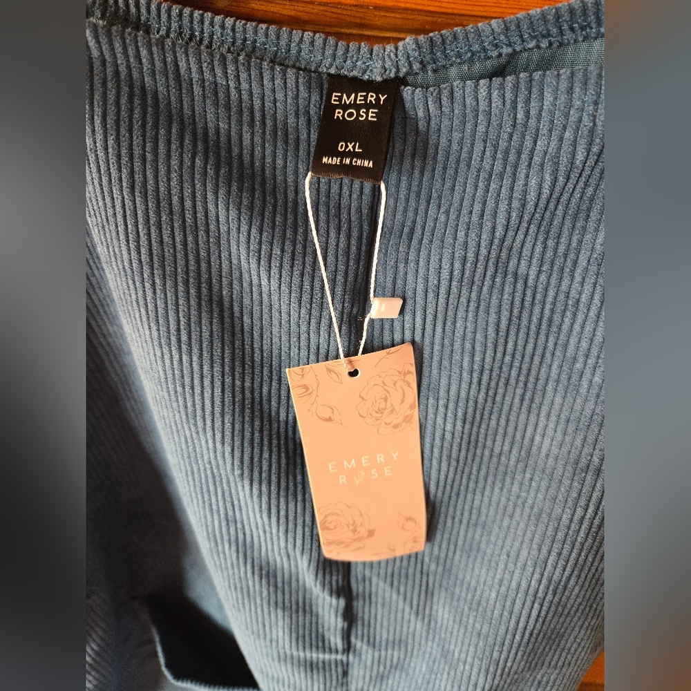 Women's Teal Corduroy Romper Short Overalls Size 0X (XL) - Picture 6 of 6